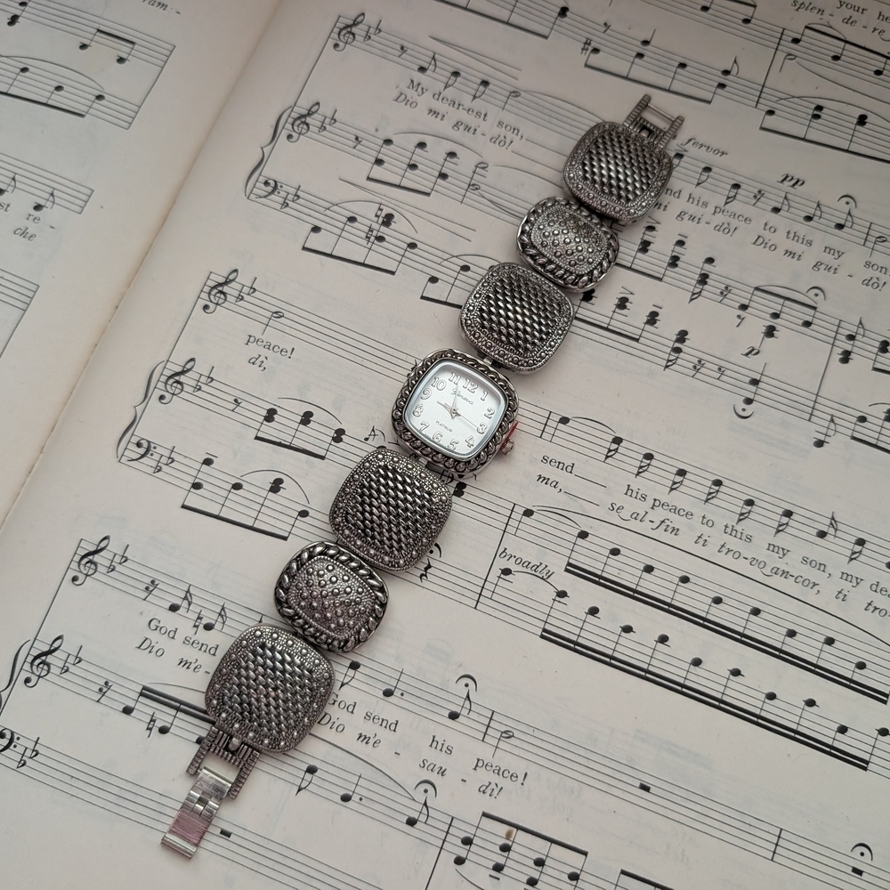 Silver Textured Bracelet Watch